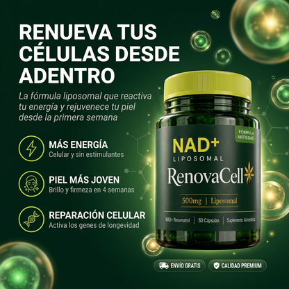 RenovaCell NAD+ Liposomal - Fórmula Anti-Envejecimiento con Resveratrol (500mg 60 cápsulas)